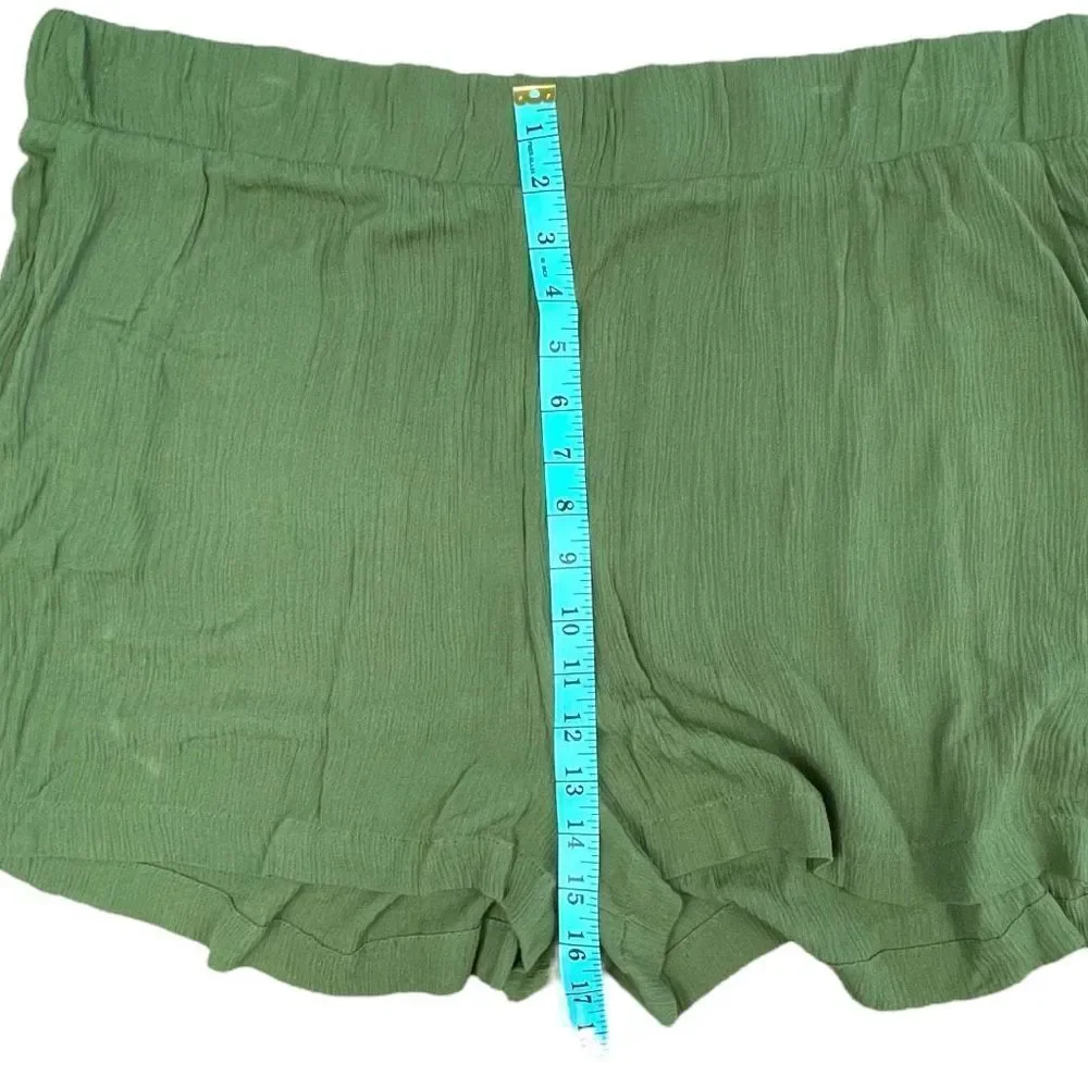 Abound Women's Olive Green Elastic Waist Crepe Lightweight Shorts Size 2X NWT
